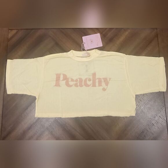 Dolls Kill x Daydream Nation Cropped Tee Shirt Peachy in Yellow and Orange Small - Picture 1 of 7